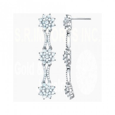 3.15CT Diamond Fancy Earrings on 14K White Gold.