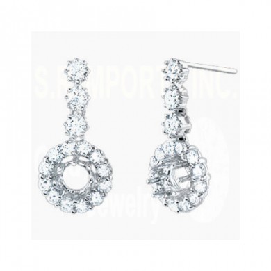 1.10CT Diamond Semi-Mount Earrings on 14K White Gold.