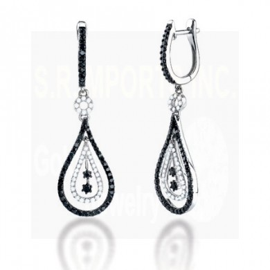 1.30CT Black & White Diamond Earrings on 14K White Gold.