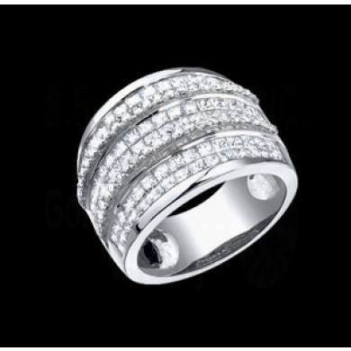 3.30CT Diamond Lady's Band Ring on 14K White Gold.