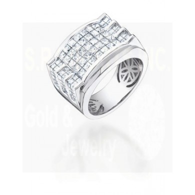 5.00CT Diamond Men's Ring Ring on 14K White Gold.