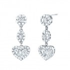 2.10CT Diamond Heart Earrings on 14K White Gold. 