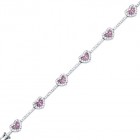 4.20CT Diamond & Pink Sapphire Heart Bracelet on 14K White Gold.