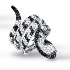 2.65CT Black Diamond Snake Ring on 14K White Gold.