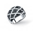 2.50CT Black & White Diamond Ring on 14K White Gold.