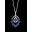 2.05CT Diamond & Blue Sapphire Fashion Pendant on 14K White Gold